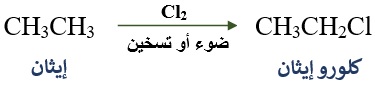 تحضير كلورو إيثان من الإيثان